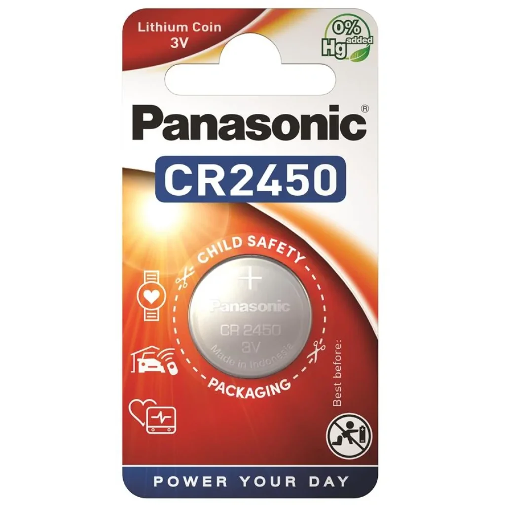 Батарейка Panasonic літієва CR2450 блістер, 1 шт., CR-2450EL/1B UA